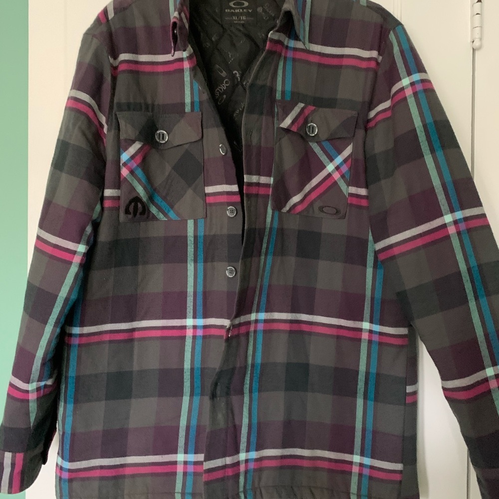 Men’s gray and colored plaid jacket